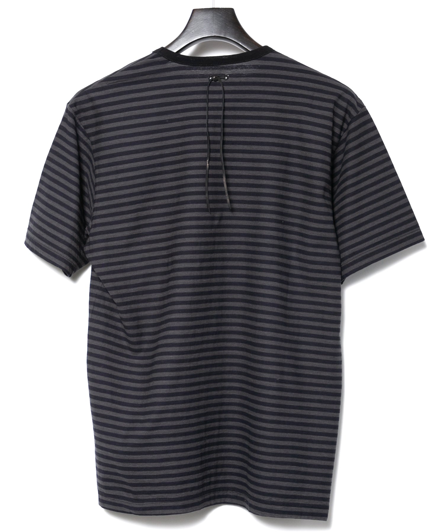 ボーダー強撚天竺 クルーネック Tシャツ（ジャストフィット） - BLACK