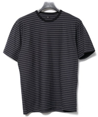 画像をギャラリービューアに読み込む, ボーダー強撚天竺 クルーネック Tシャツ（ジャストフィット） - BLACK × GRAY