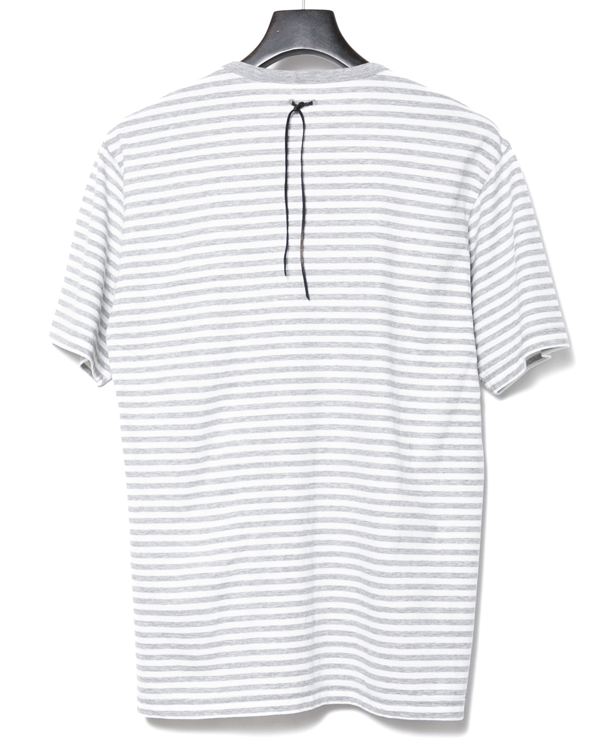 ボーダー強撚天竺 クルーネック Tシャツ（ジャストフィット） - GRAY × WHITE