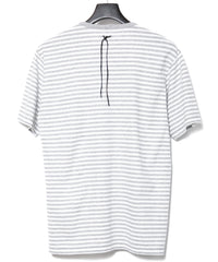 ボーダー強撚天竺 クルーネック Tシャツ（ジャストフィット） - GRAY × WHITE
