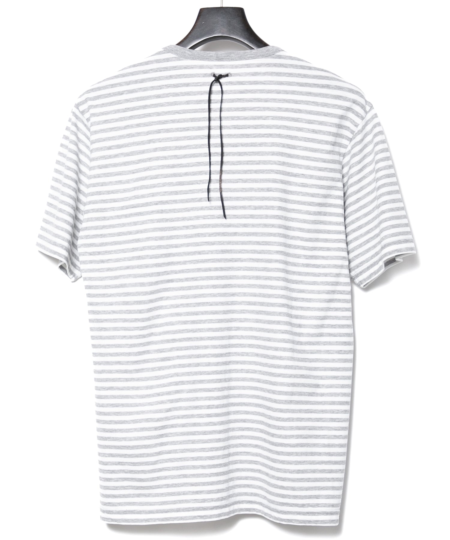 画像をギャラリービューアに読み込む, ボーダー強撚天竺 クルーネック Tシャツ（ジャストフィット） - GRAY × WHITE