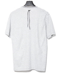 画像をギャラリービューアに読み込む, ボーダー強撚天竺 クルーネック Tシャツ（ジャストフィット） - GRAY × WHITE