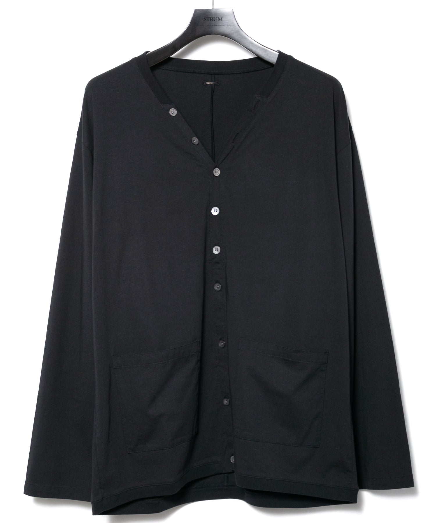 STRUM ニットカーディガン 72/T オーガニックコットン 強撚 天竺 カーディガン - BLACK – STRUM