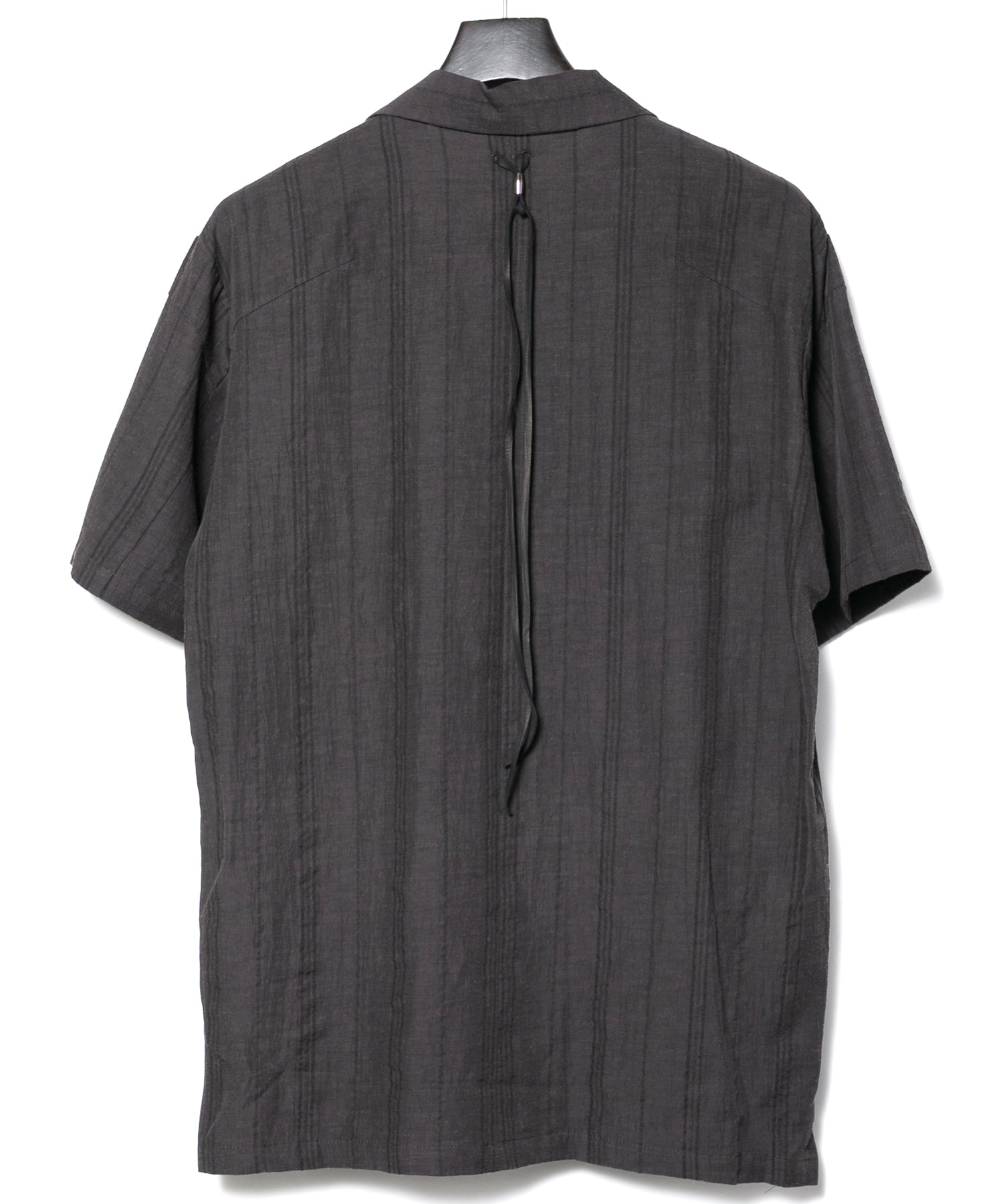レーヨン コットン リネン ストライプ 半袖 開襟シャツ - GRAY – STRUM