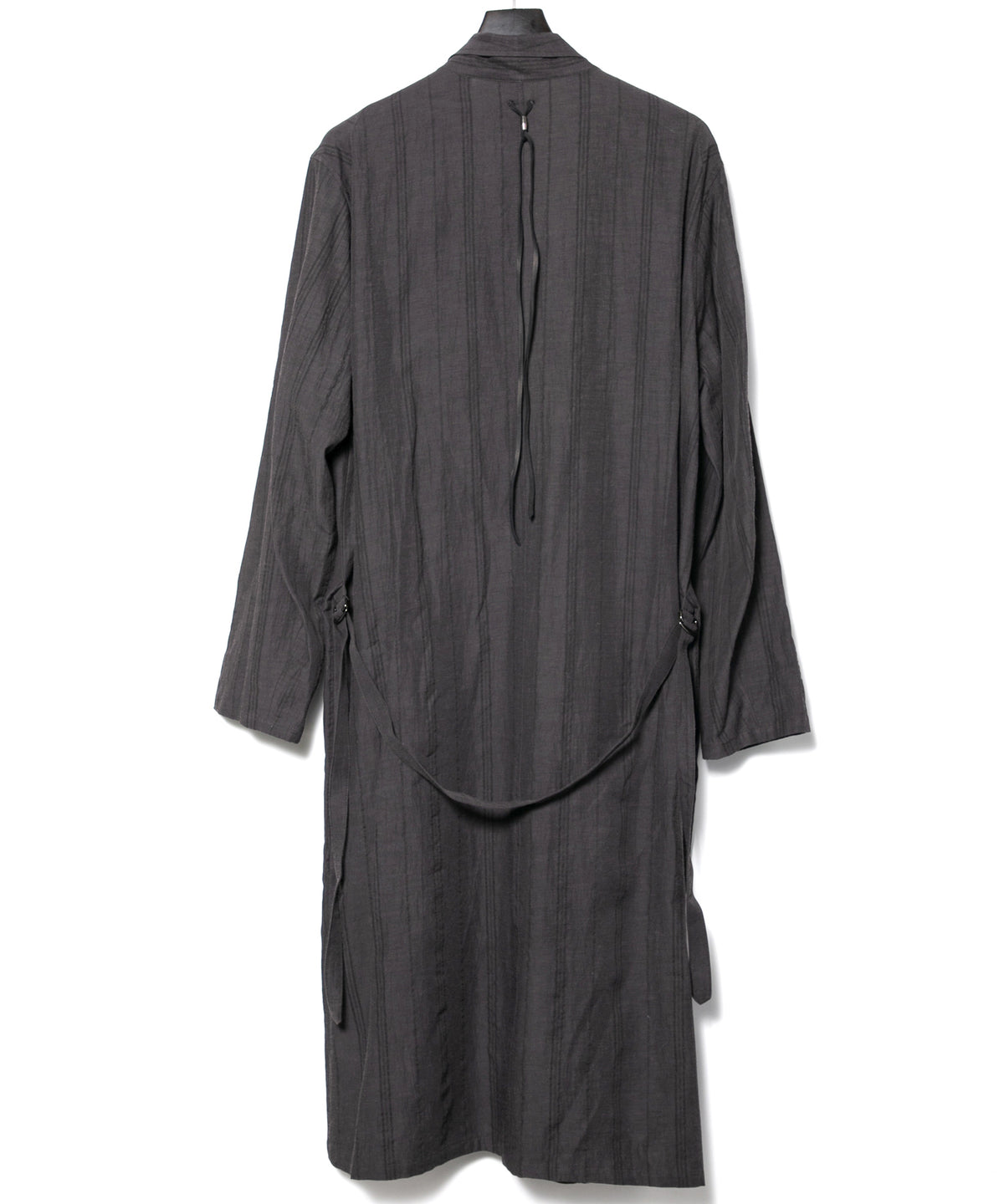 レーヨン コットン リネン ストライプ ロングガウン - GRAY