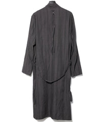 レーヨン コットン リネン ストライプ ロングガウン - GRAY