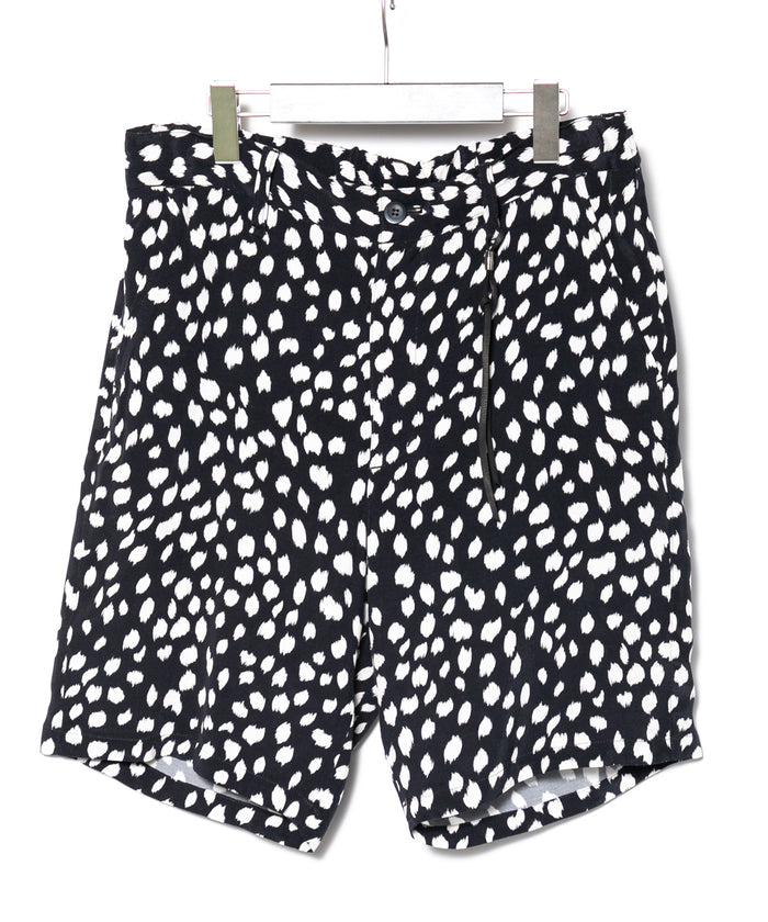 キュプラ レーヨン 豹柄プリントショートパンツ - BLACK