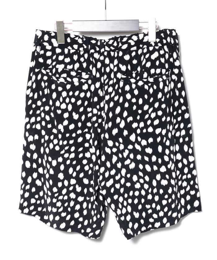 キュプラ レーヨン 豹柄プリントショートパンツ - BLACK