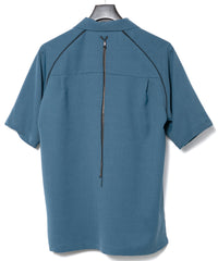 ポリエステル ストレッチ ツイル 半袖 ボーリングシャツ  - BLUE GREEN