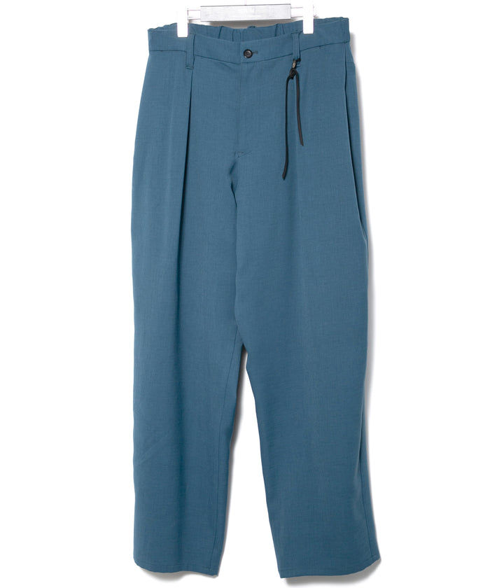 ポリエステル ストレッチ ツイル バレルワイドパンツ - BLUE GREEN