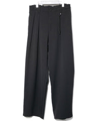 ポリエステル ストレッチ ツイル バレルワイドパンツ - BLACK