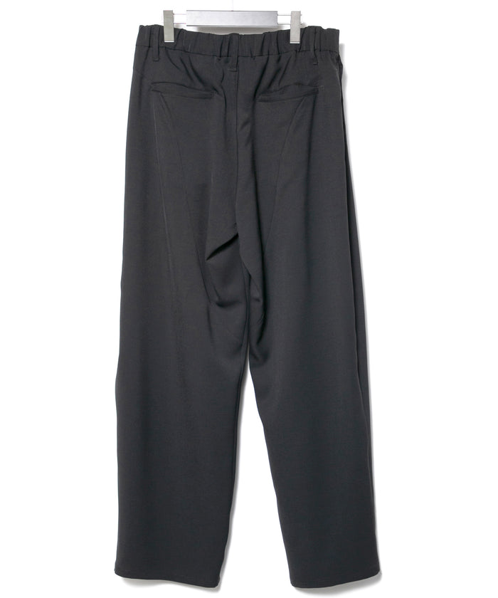 ポリエステル ストレッチ ツイル バレルワイドパンツ - BLACK