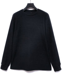 Acrylic Wool Knit Crew Neck Cut&Sew - BLACK