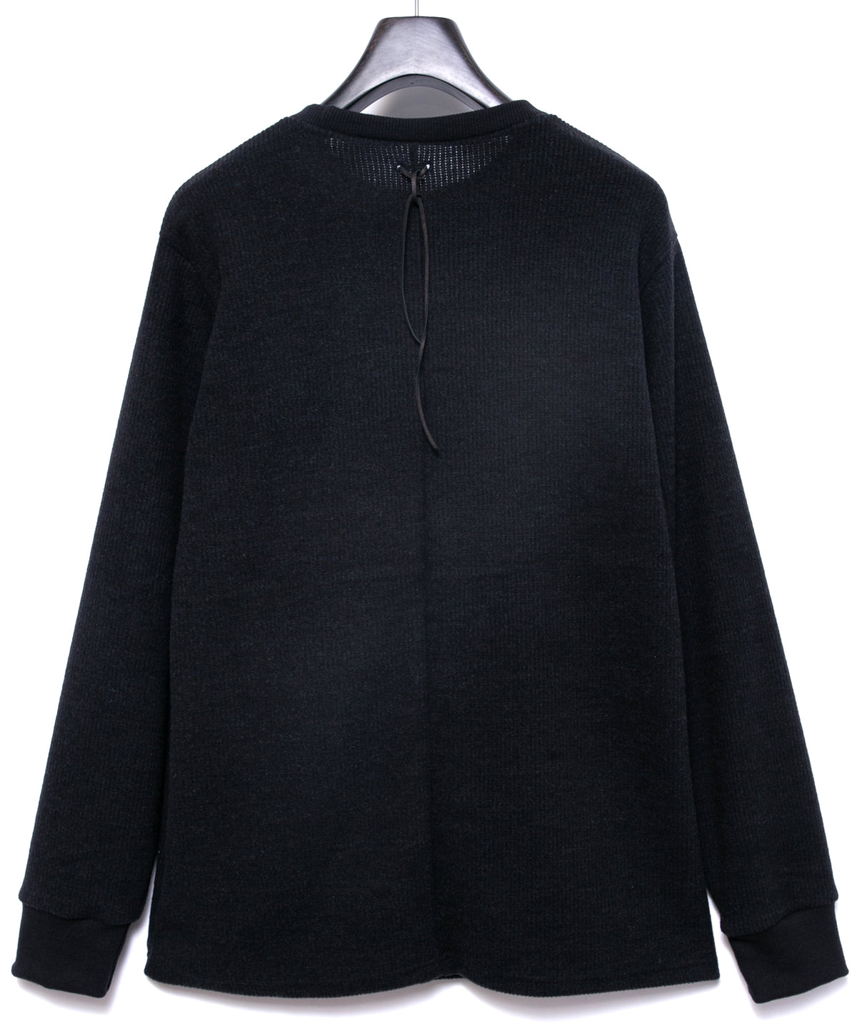 Acrylic Wool Knit Crew Neck Cut&Sew - BLACK