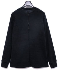 Acrylic Wool Knit Crew Neck Cut&Sew - BLACK