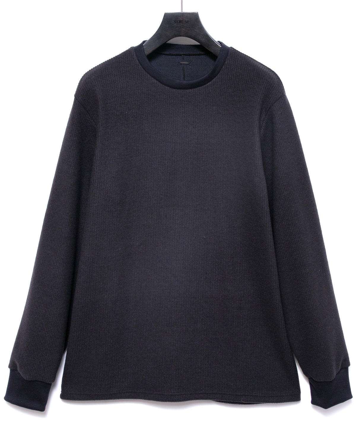 Acrylic Wool Knit Crew Neck Cut&Sew - DARK GRAY