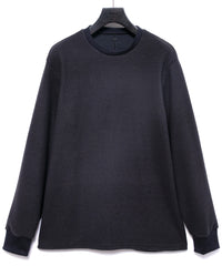 Acrylic Wool Knit Crew Neck Cut&Sew - DARK GRAY