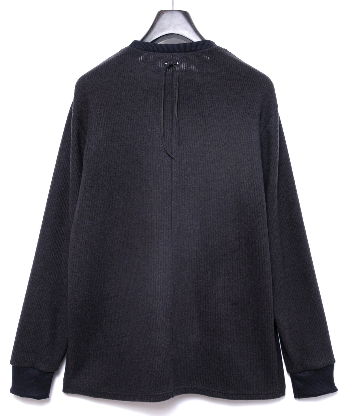 Acrylic Wool Knit Crew Neck Cut&Sew - DARK GRAY