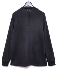 Acrylic Wool Knit Crew Neck Cut&Sew - DARK GRAY