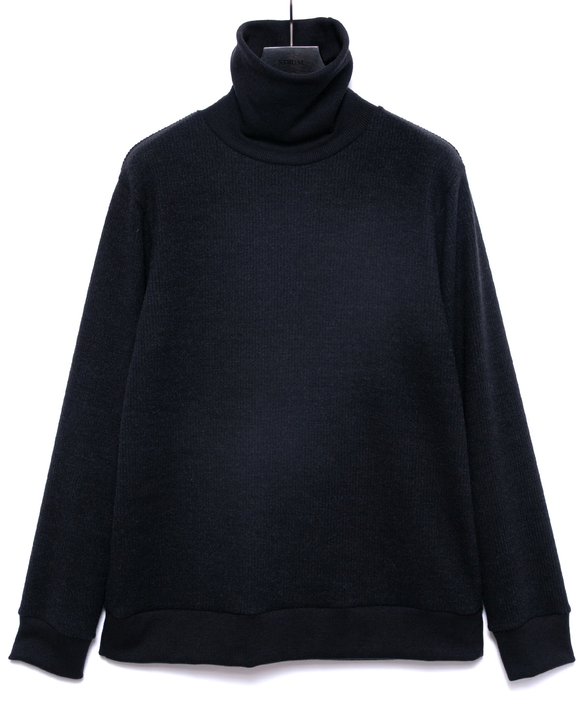 Acrylic Wool Knit Turtleneck Cut&Sew - BLACK