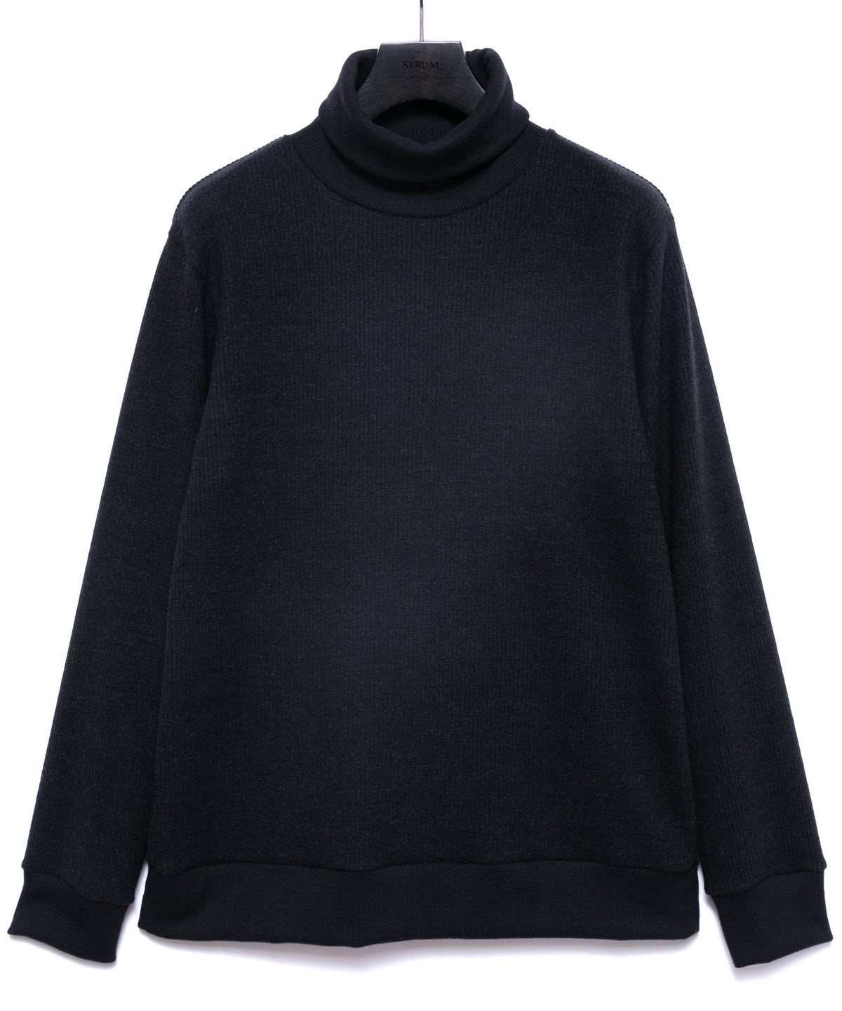 Acrylic Wool Knit Turtleneck Cut&Sew - BLACK