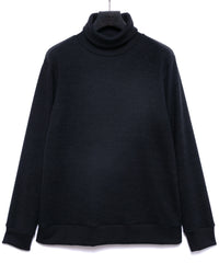 Acrylic Wool Knit Turtleneck Cut&Sew - BLACK