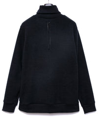 Acrylic Wool Knit Turtleneck Cut&Sew - BLACK
