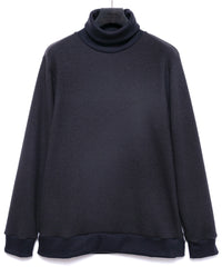 Acrylic Wool Knit Turtleneck Cut&Sew - DARK GRAY