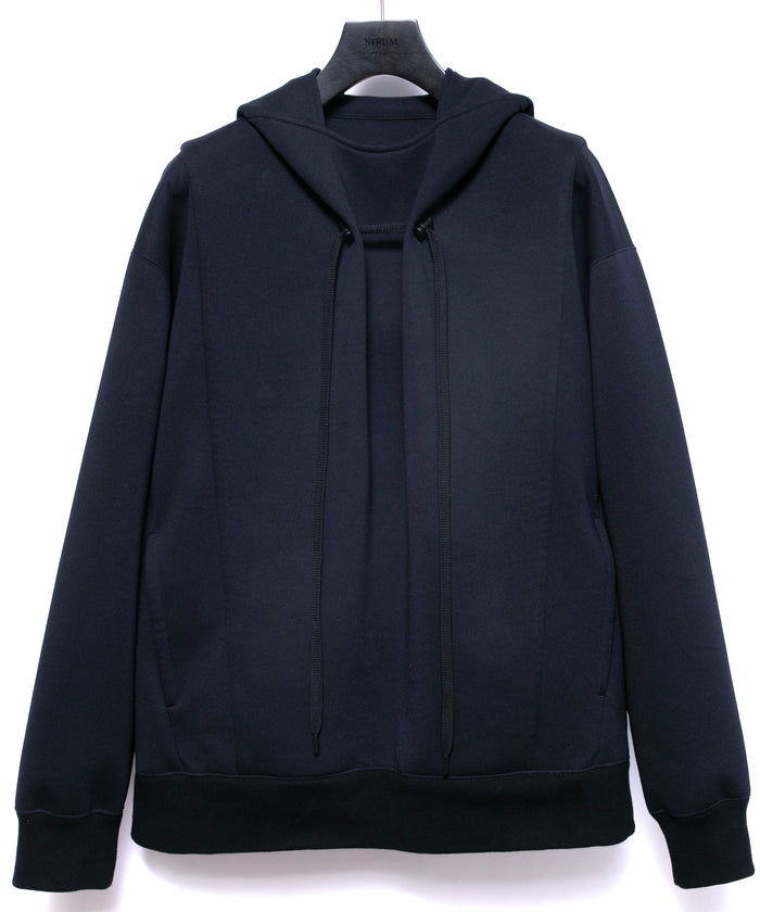 スリーレイヤー ダンボールニット フーディー - BLACK