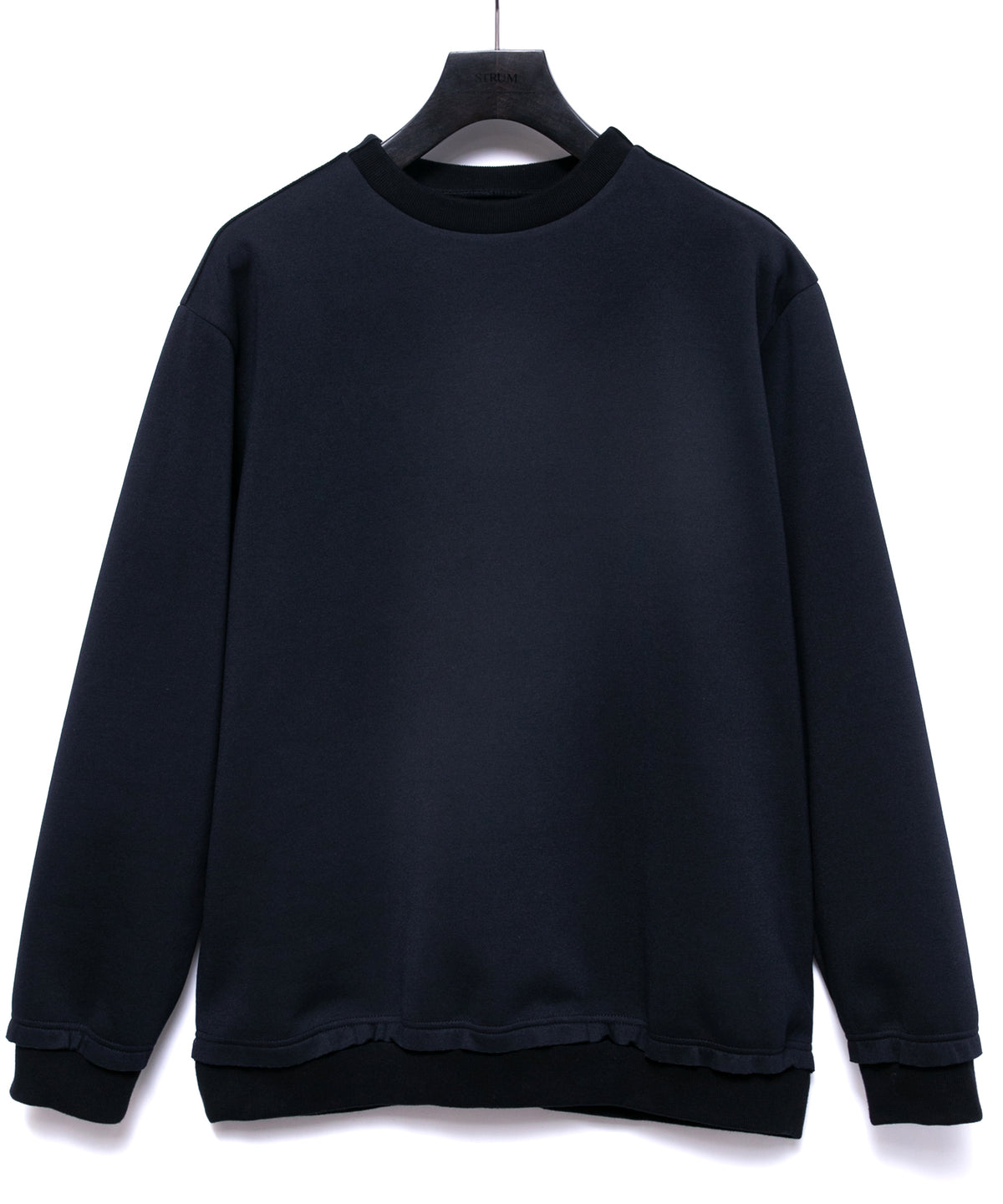 スリーレイヤー ダンボールニット クルーネック スウェット - BLACK