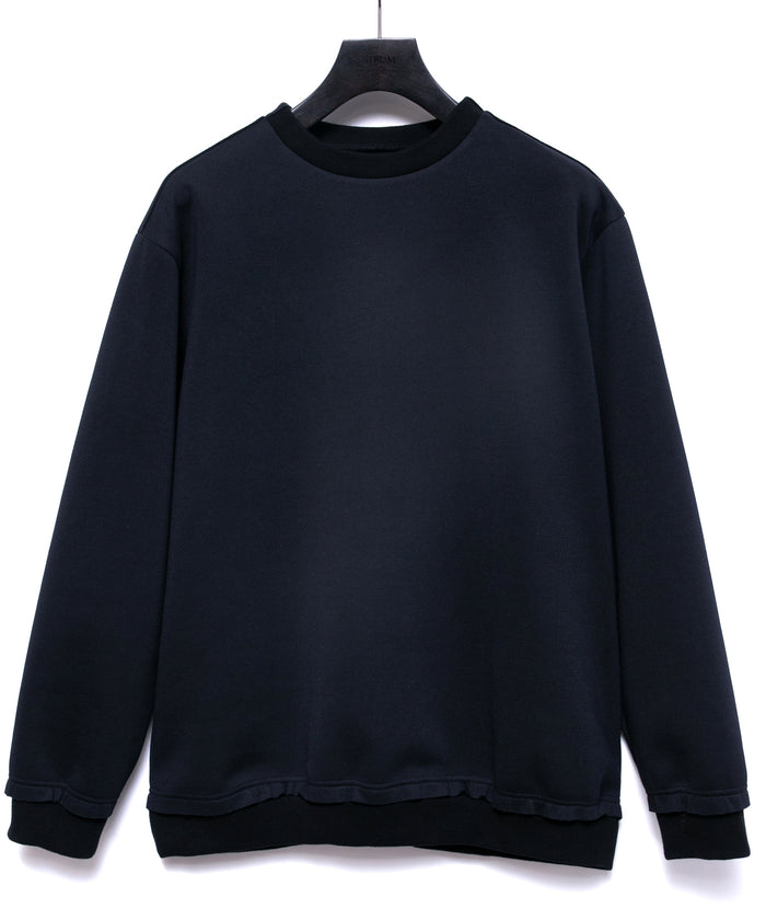 スリーレイヤー ダンボールニット クルーネック スウェット - BLACK