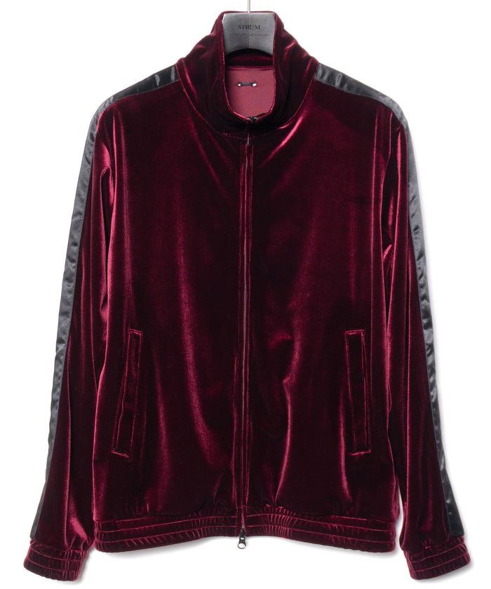ストレッチ トリコット ベロア トラックジャケット - WINE