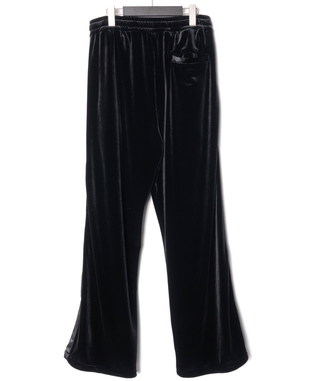 ストレッチ トリコット ベロア ワイド トラックパンツ - BLACK