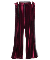 ストレッチ トリコット ベロア ワイド トラックパンツ - WINE