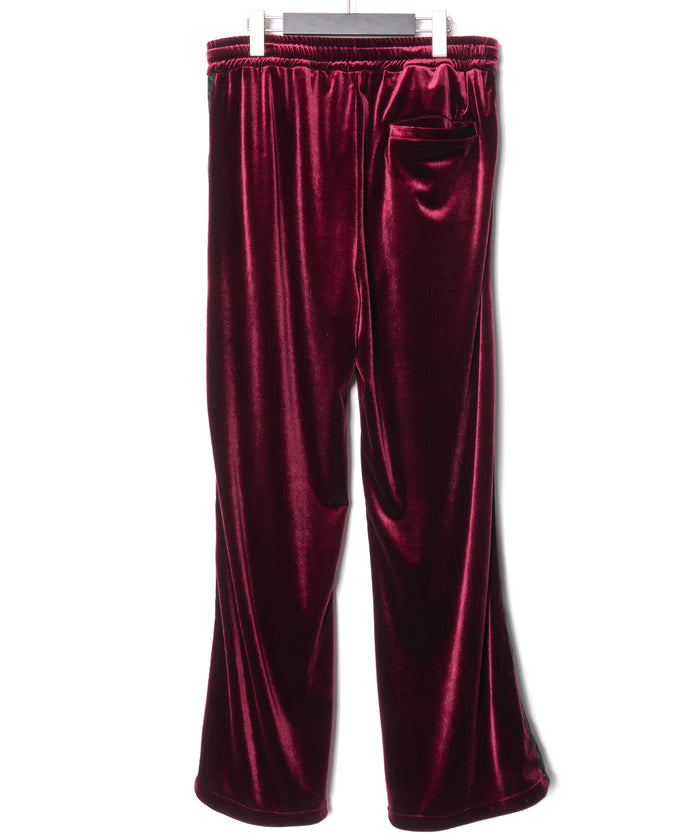 ストレッチ トリコット ベロア ワイド トラックパンツ - WINE