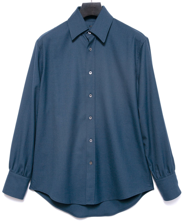 ウォッシャブル ウールレーヨンポリ ツイル ドレスシャツ - BLUE GREEN