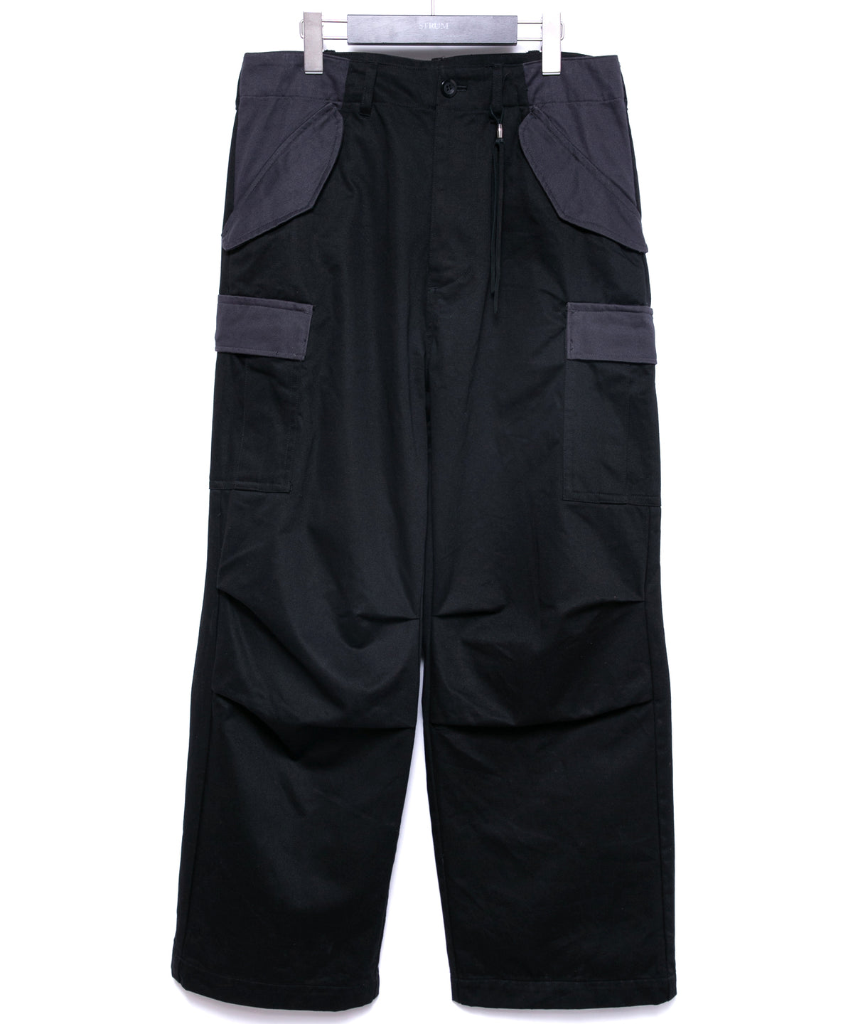 コットン ハイカウント チノクロス カーゴパンツ - BLACK