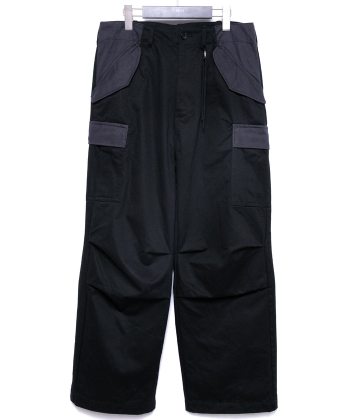 コットン ハイカウント チノクロス カーゴパンツ - BLACK