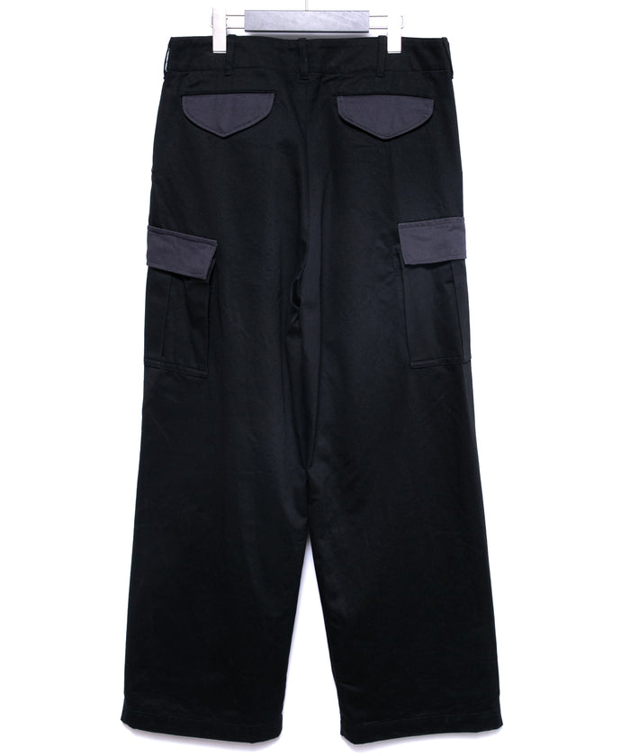 コットン ハイカウント チノクロス カーゴパンツ - BLACK