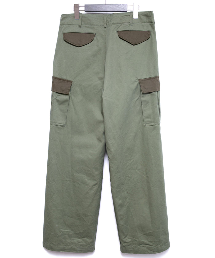 コットン ハイカウント チノクロス カーゴパンツ - OLIVE