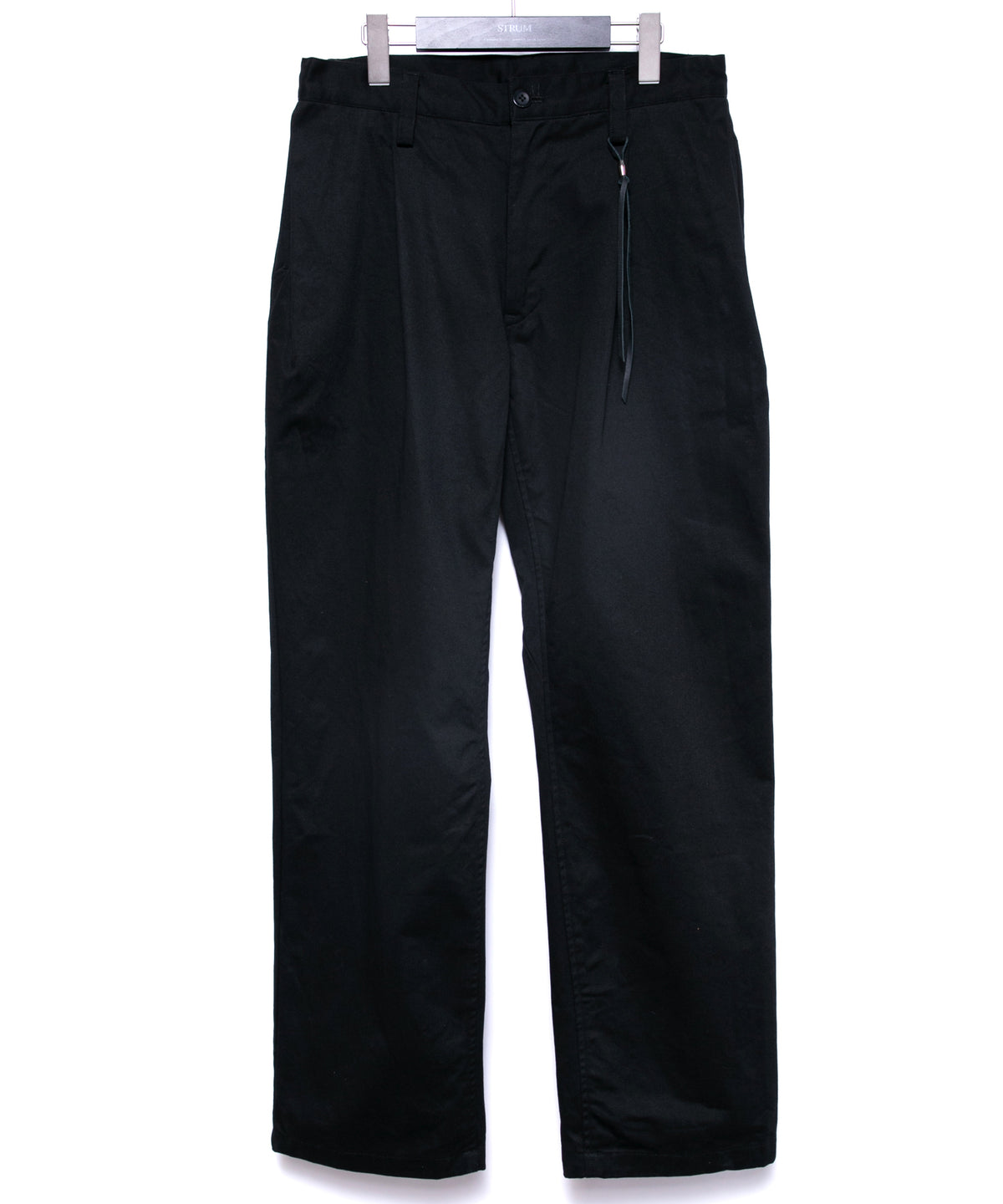 コットン ハイカウント チノクロス ワイドテーパードパンツ - BLACK