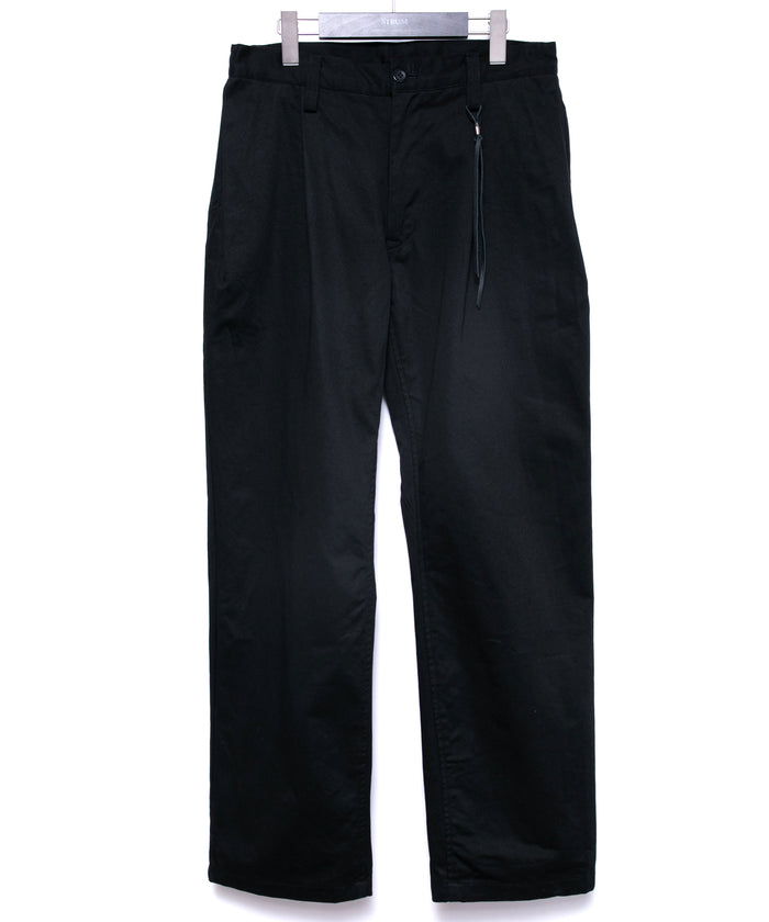 コットン ハイカウント チノクロス ワイドテーパードパンツ - BLACK