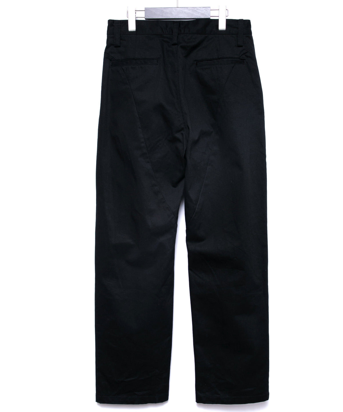 コットン ハイカウント チノクロス ワイドテーパードパンツ - BLACK