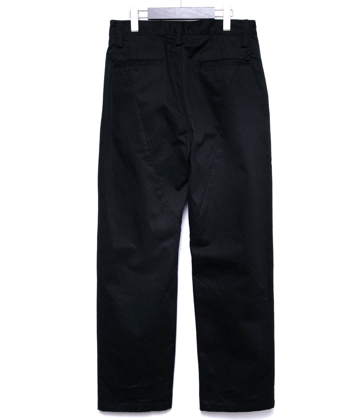 コットン ハイカウント チノクロス ワイドテーパードパンツ - BLACK