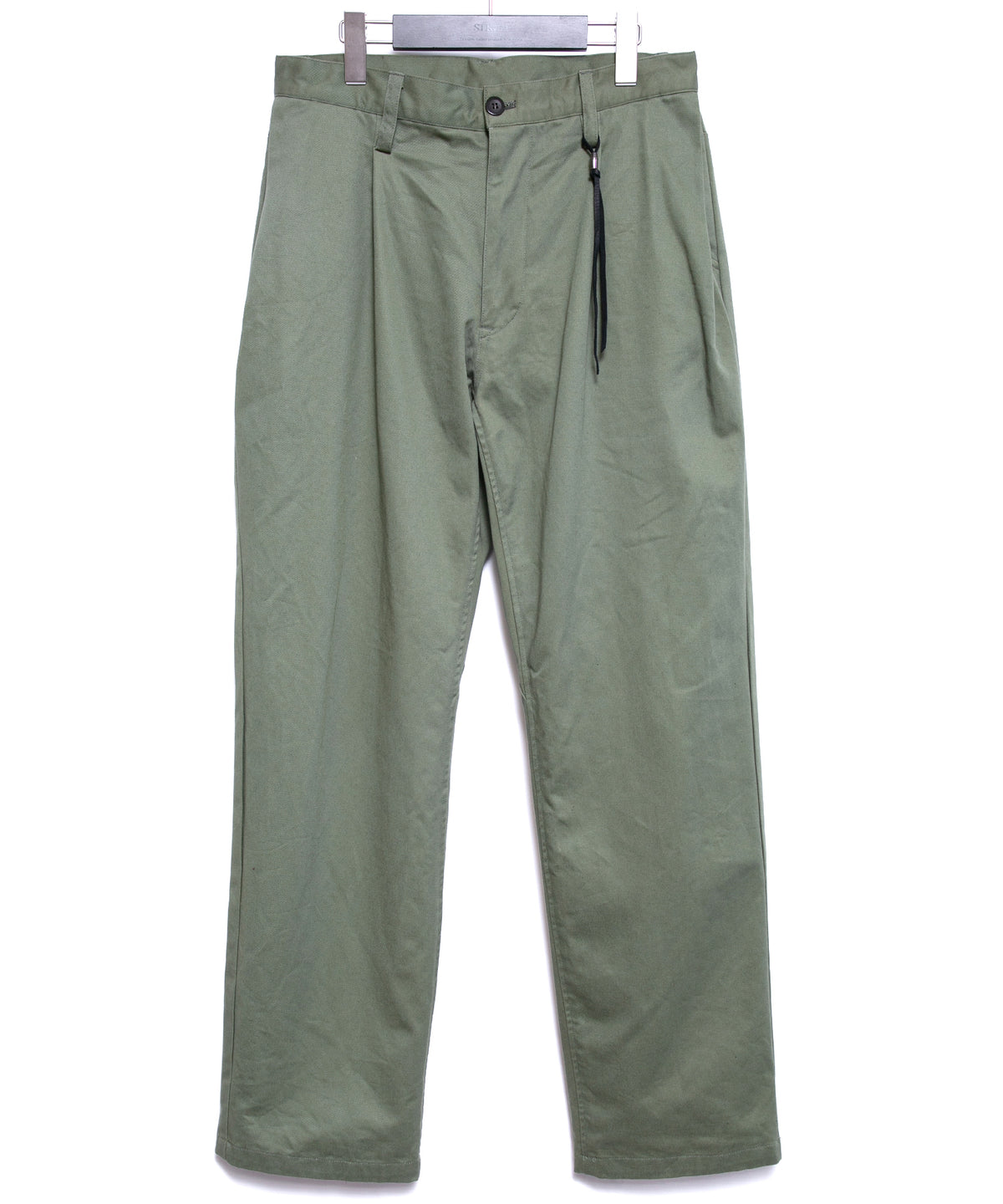 コットン ハイカウント チノクロス ワイドテーパードパンツ - OLIVE