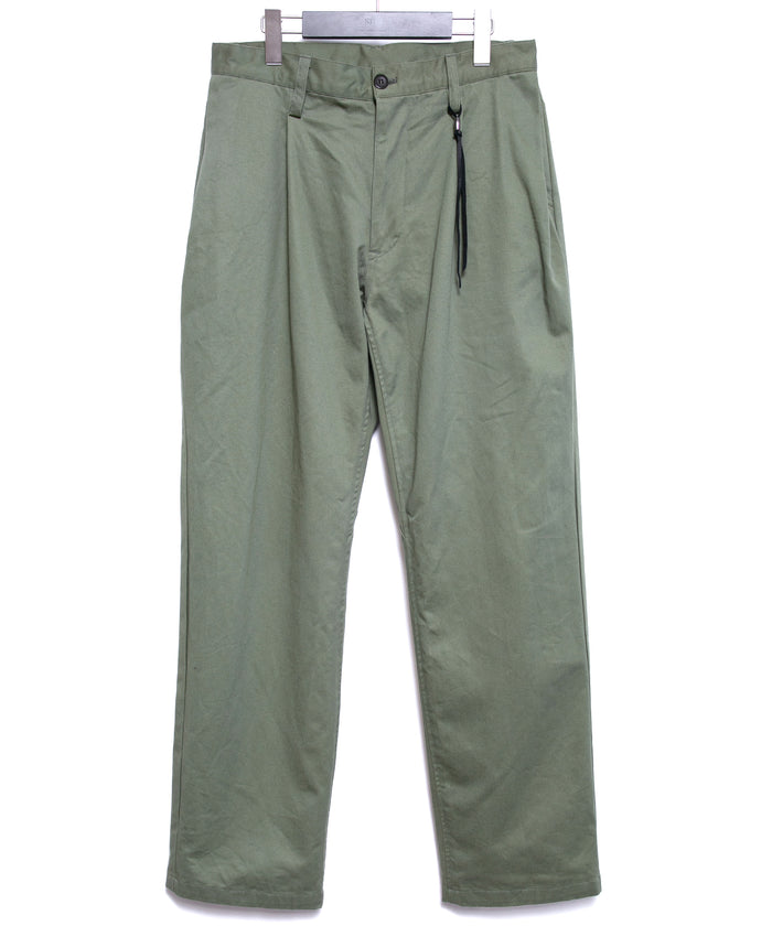 コットン ハイカウント チノクロス ワイドテーパードパンツ - OLIVE