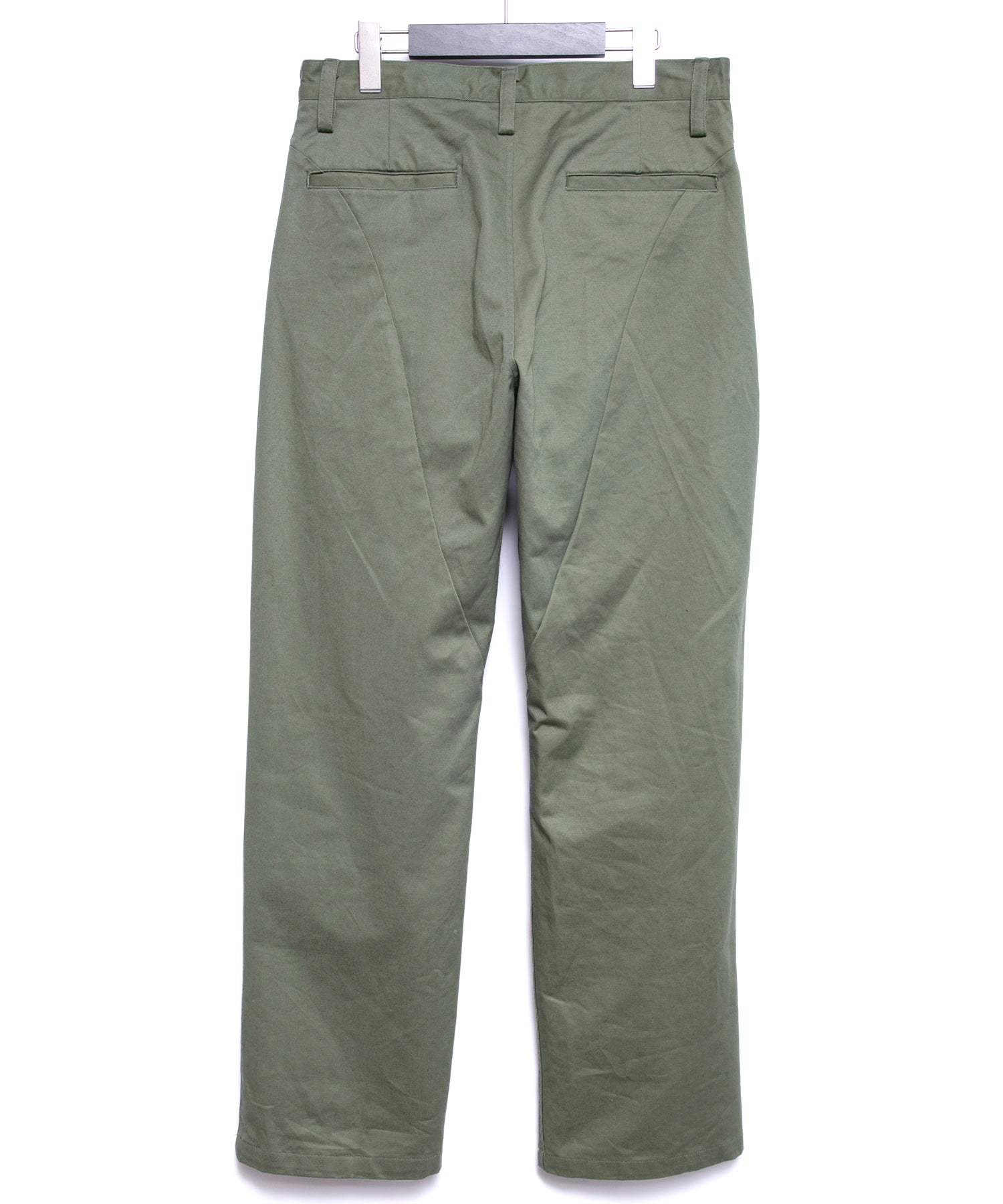 コットン ハイカウント チノクロス ワイドテーパードパンツ - OLIVE