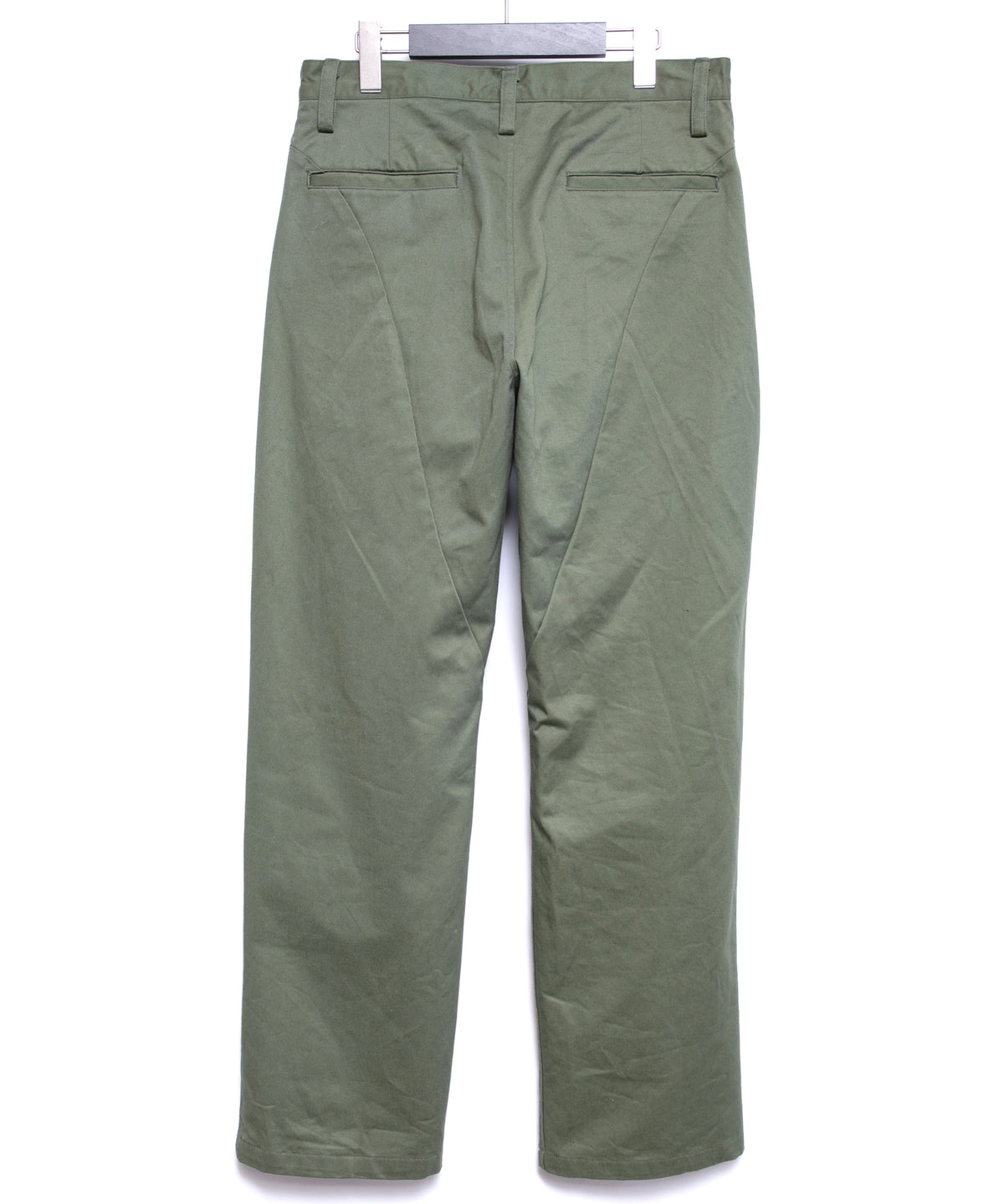 コットン ハイカウント チノクロス ワイドテーパードパンツ - OLIVE