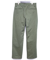 コットン ハイカウント チノクロス ワイドテーパードパンツ - OLIVE