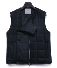 カシミア混 ストレッチ リサイクルウール ツイル 高機能中綿トラックベスト - BLACK